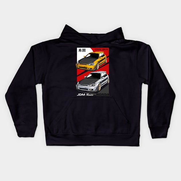 Honda EK9 Art Kids Hoodie by Harrisaputra